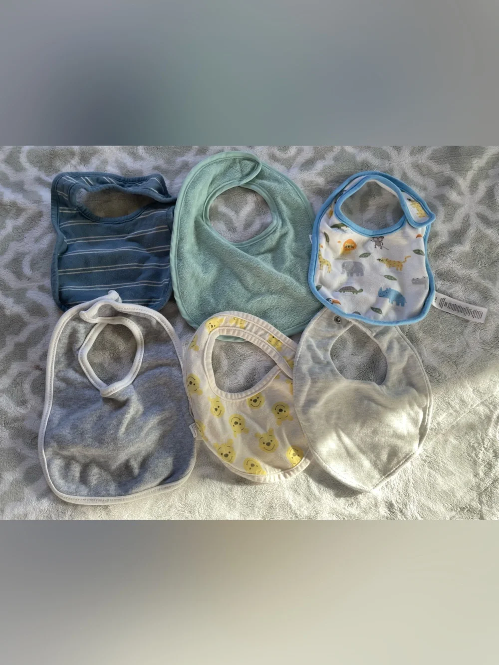 Baby Bib Set - Blue, Mint, Yellow, Gray - Unbranded Multi-Pack
